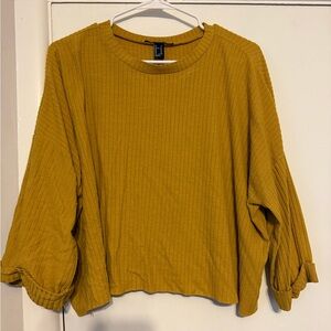 Forever 21 Gold Oversized Ribbed Sweatshirt